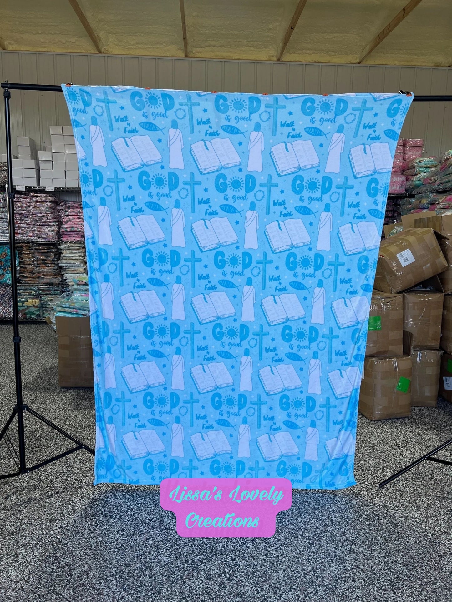 60x80 Faith Blanket – God Is Good (Blue)