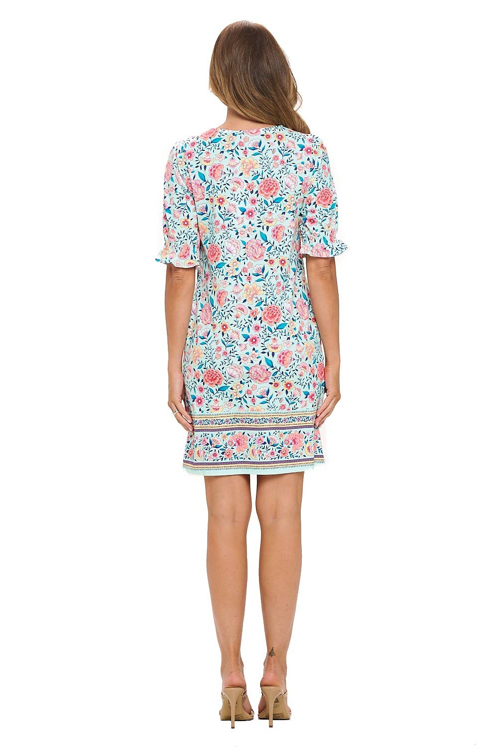 Aryeh Catalina Floral Print Dress with Ruffle Sleeves