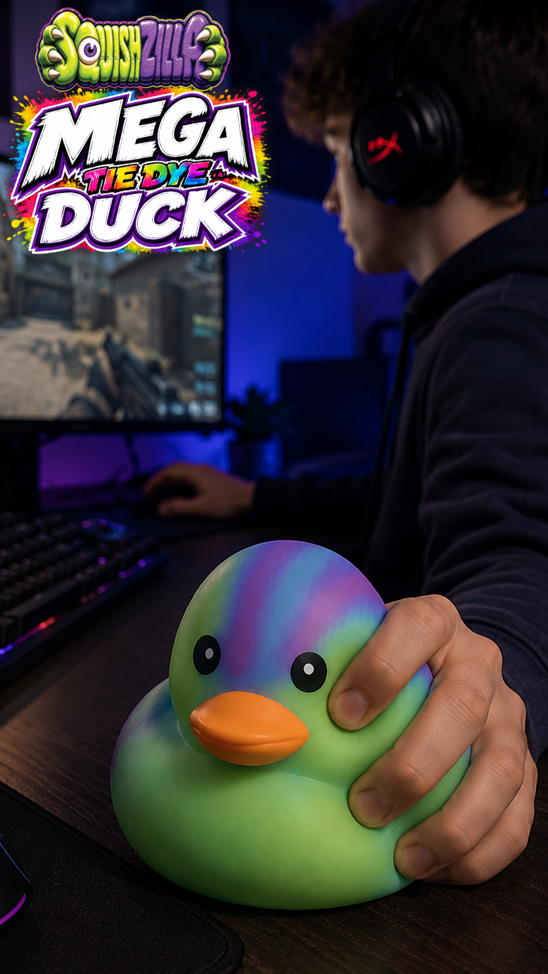Fun Doh SquishZilla™ Jumbo 5" Tie-Dye Duck Squishy Toy