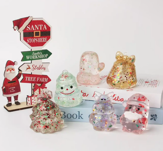 Glitter Christmas Character Squishy – Holiday Sensory Fidget Toy