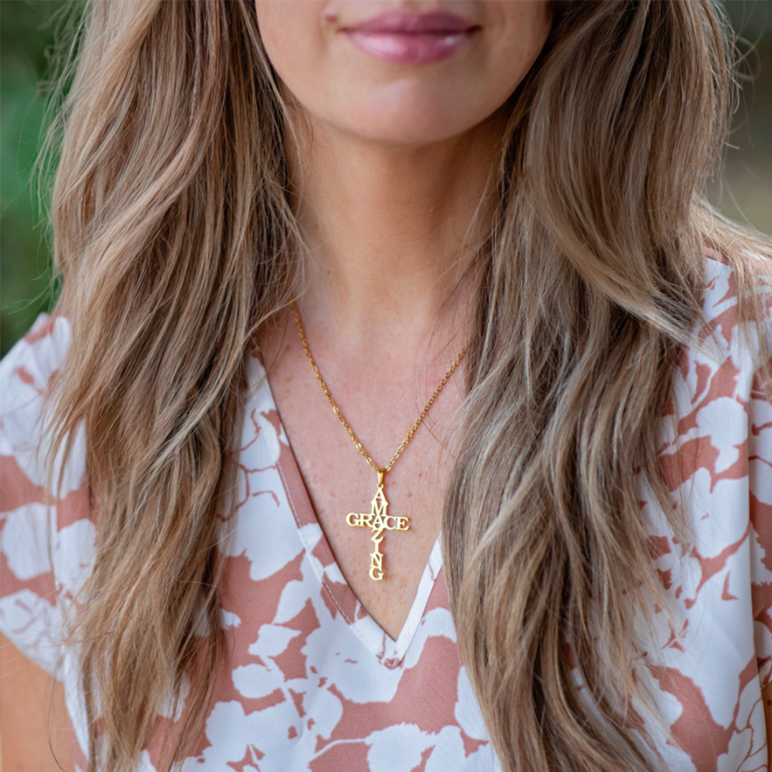 Amazing Grace Cross Necklace