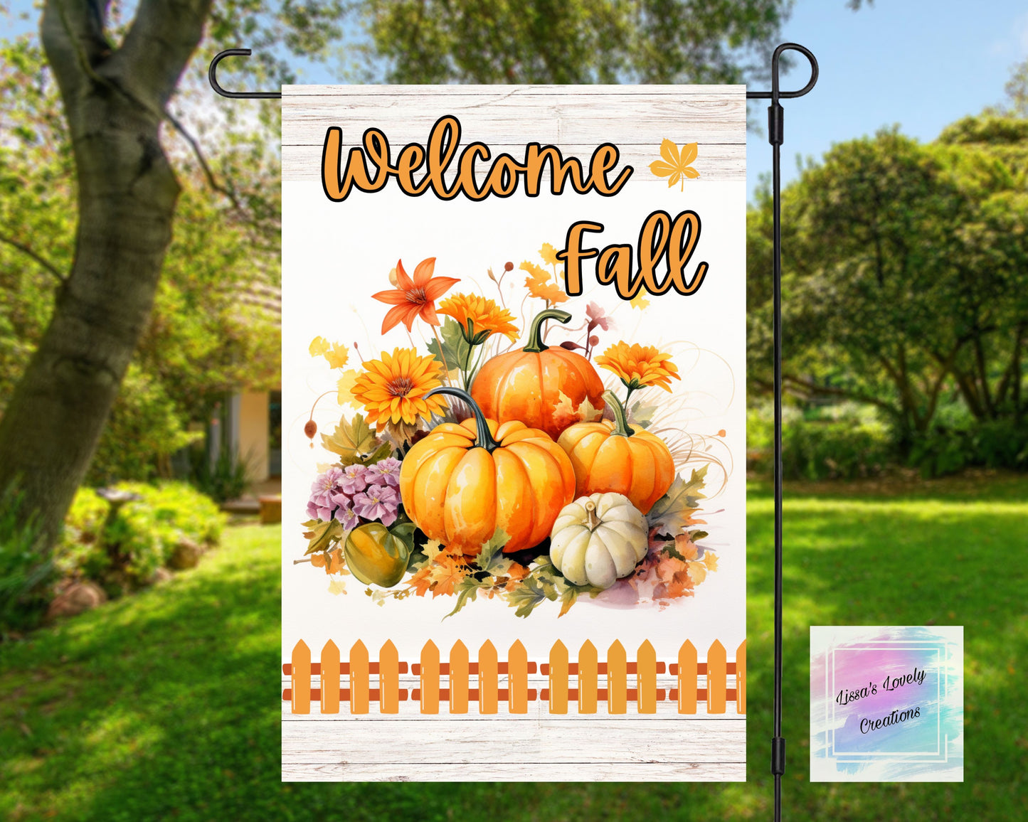 Welcome Fall Garden Flag (pumpkins)