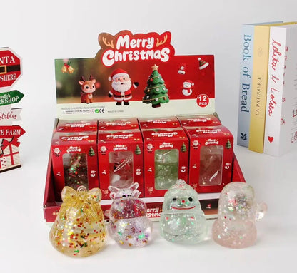 Glitter Christmas Character Squishy – Holiday Sensory Fidget Toy