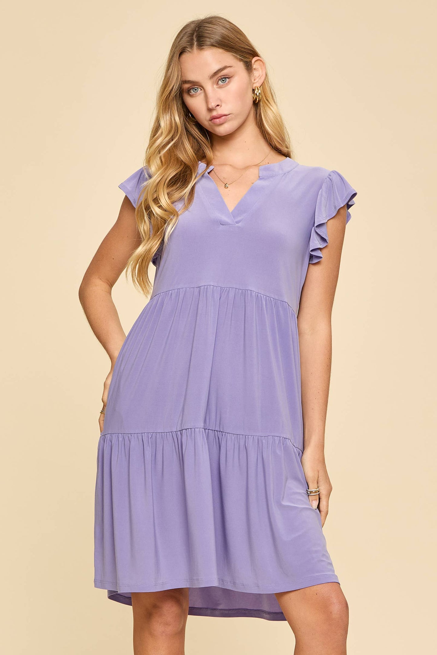 Dear Scarlett Flutter Sleeve Tiered Forever Dress
