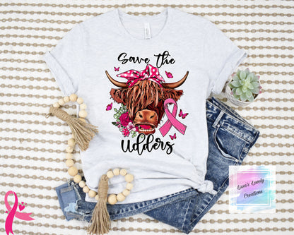 Breast Cancer awareness Highland cow save the udders Shirt