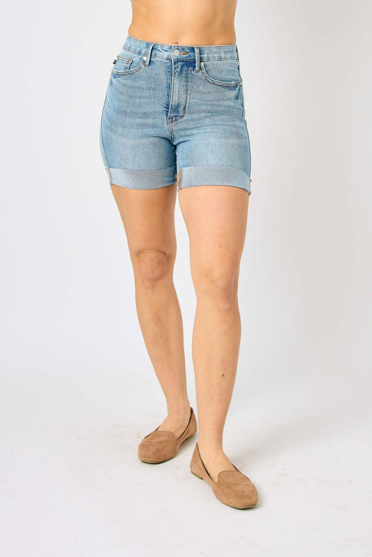 Judy Blue Jeans - HW Tummy Control Cool Denim Shorts (XL Only)
