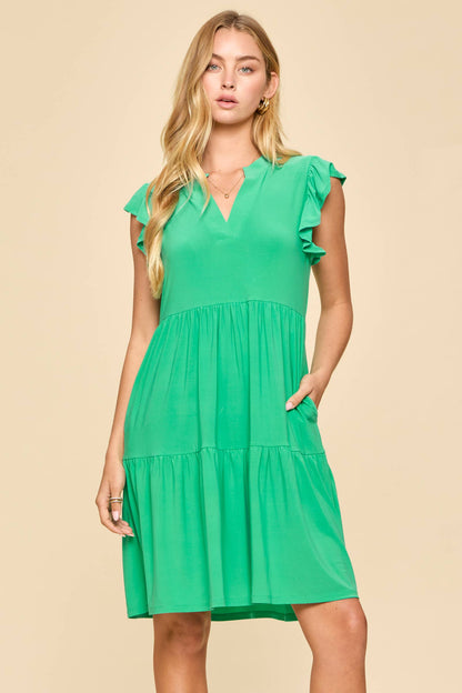 Dear Scarlett Flutter Sleeve Tiered Forever Dress