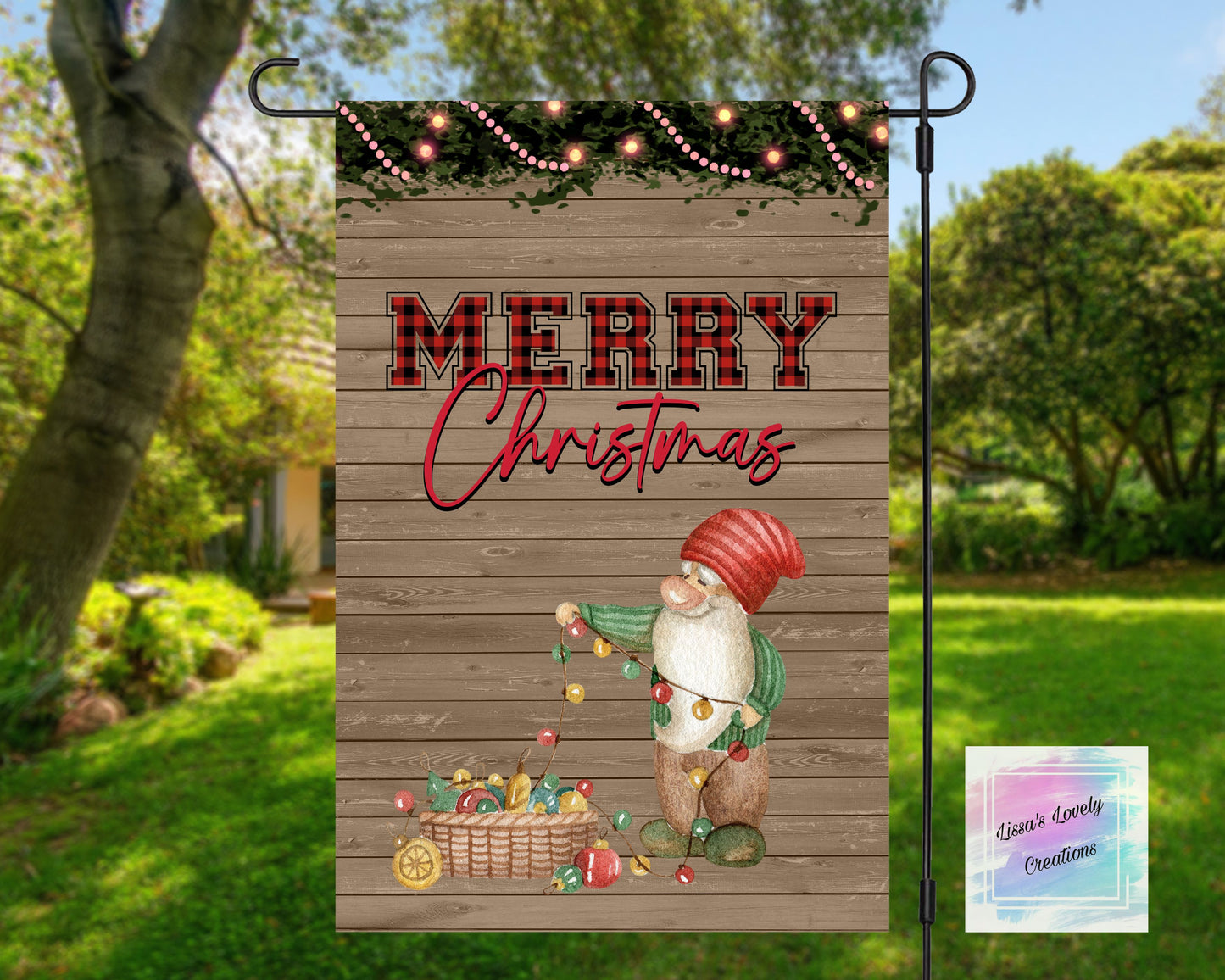 Merry Christmas Garden Flag (Gnome)