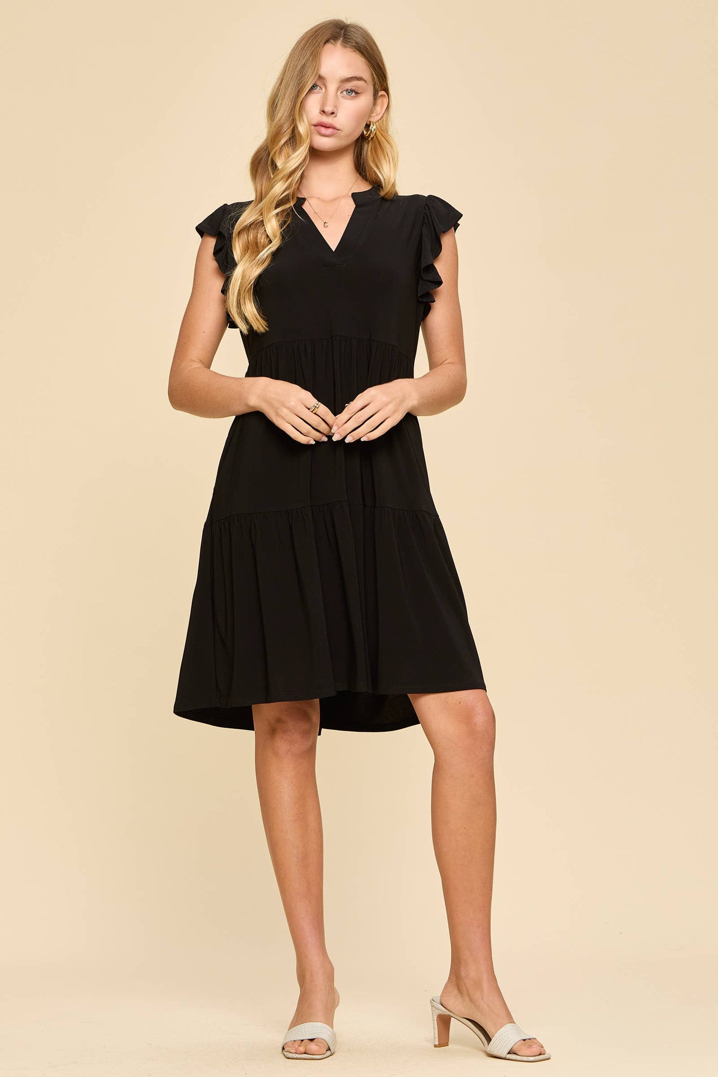 Dear Scarlett Flutter Sleeve Tiered Forever Dress