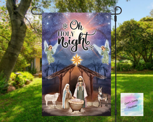 Oh Holy Night Nativity Scene Garden Flag