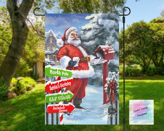 Santa Mailbox Garden Flag