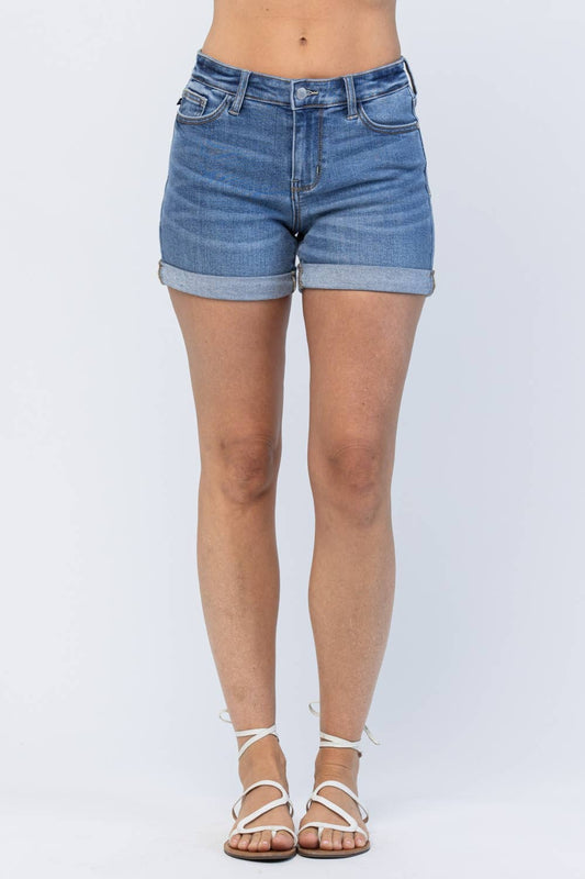 Judy Blue Jeans - Midrise Cuffed Shorts (XL Only)