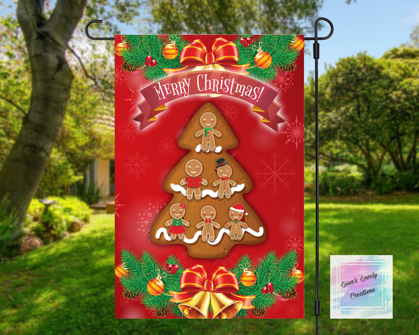 Merry Christmas Gingerbread Garden Flag