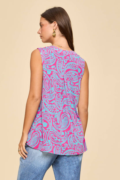 Dear Scarlett Aqua Blush Paisley Charm Tank