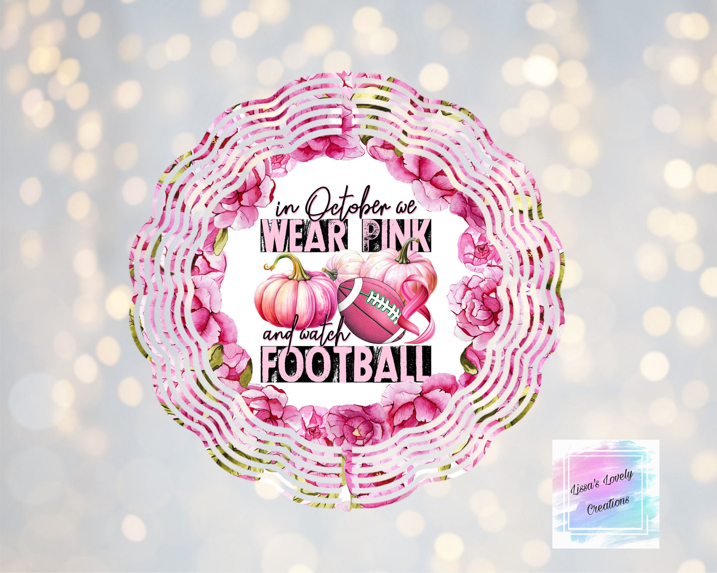 Breast Cancer Awareness october wear pink and football wind spinner