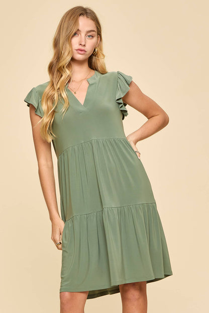 Dear Scarlett Flutter Sleeve Tiered Forever Dress