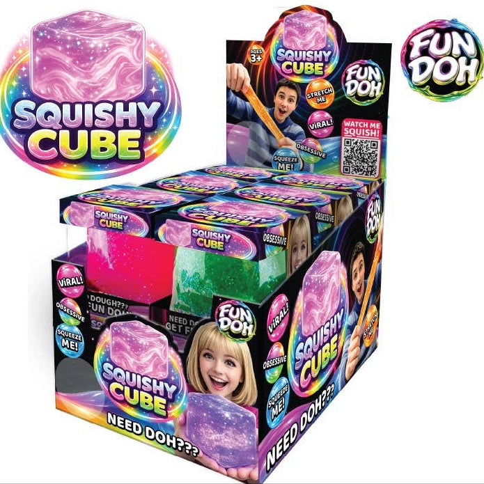 Fun Doh Squish & Squeeze Sparkle Cube Fidget Toy