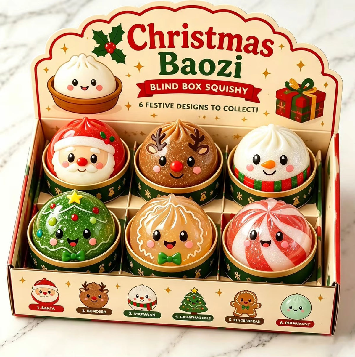 Christmas Dumplings Blind Box Squishy – Holiday Mystery Sensory Toy (Pre-Order ETA Week of Sept 28)