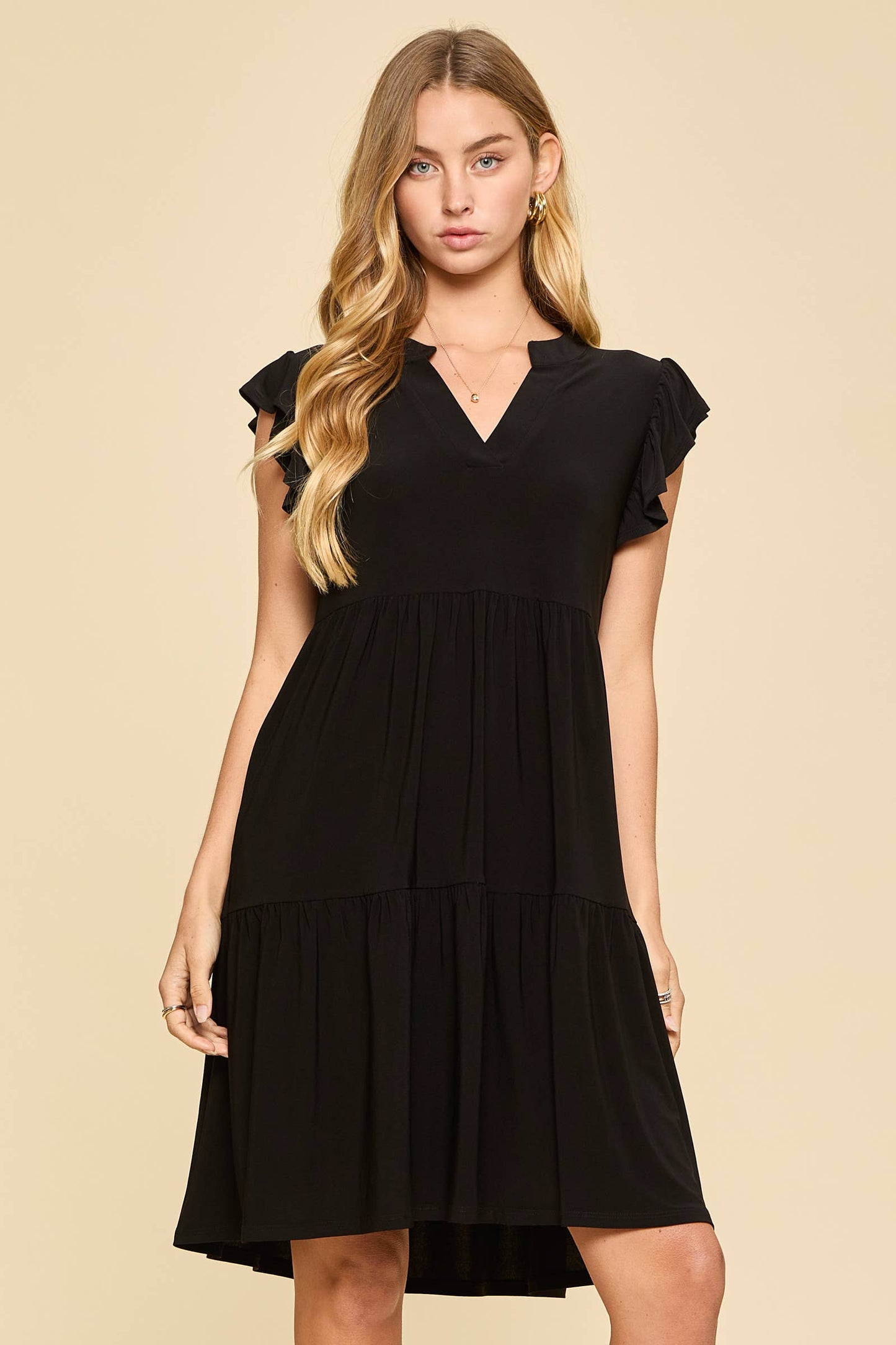Dear Scarlett Flutter Sleeve Tiered Forever Dress