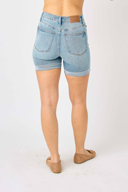 Judy Blue Jeans - HW Tummy Control Cool Denim Shorts (XL Only)