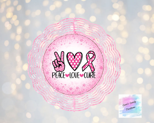 Breast Cancer Awareness Peace Love Cure wind spinner