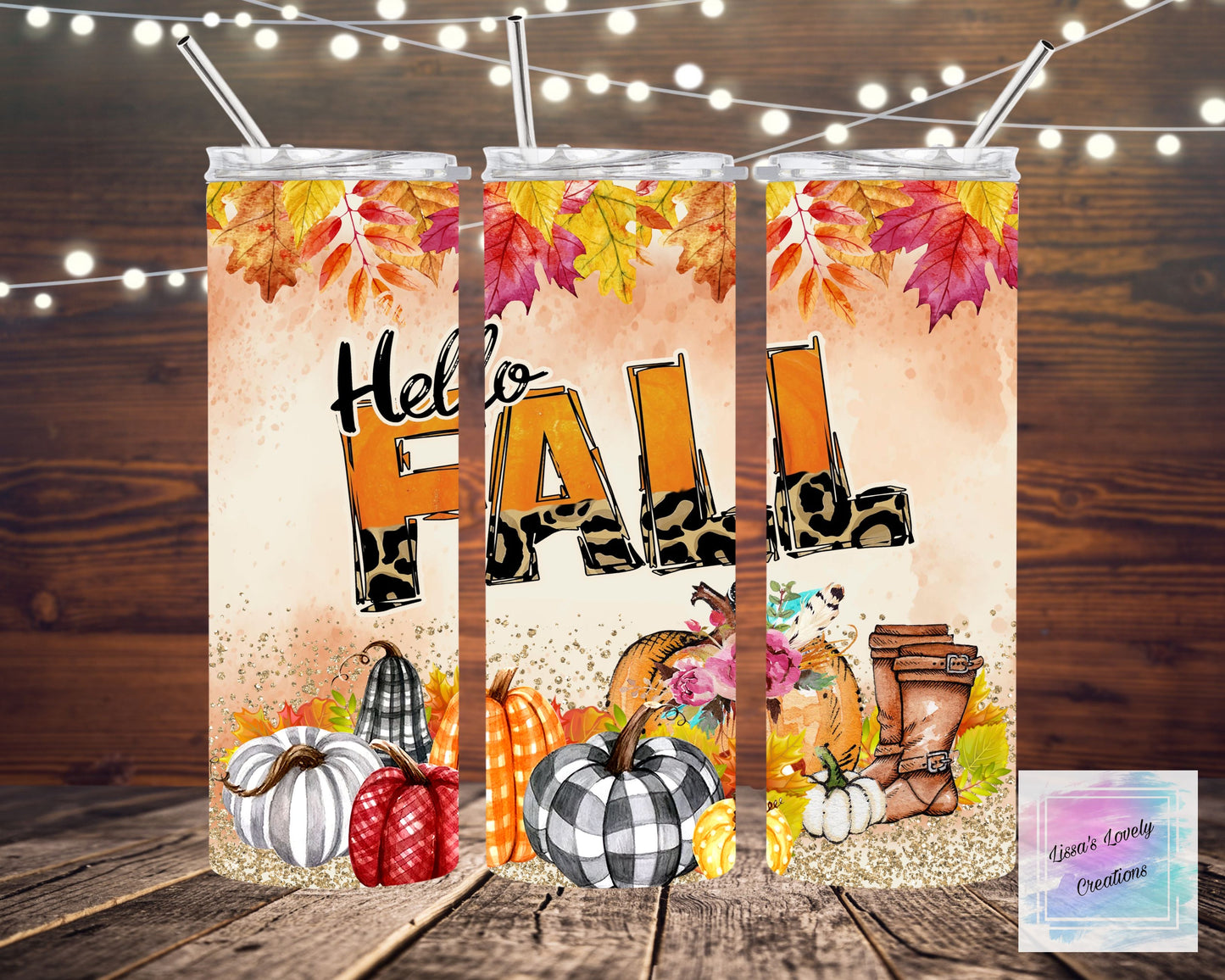 Hello Fall Leopard print Tumbler