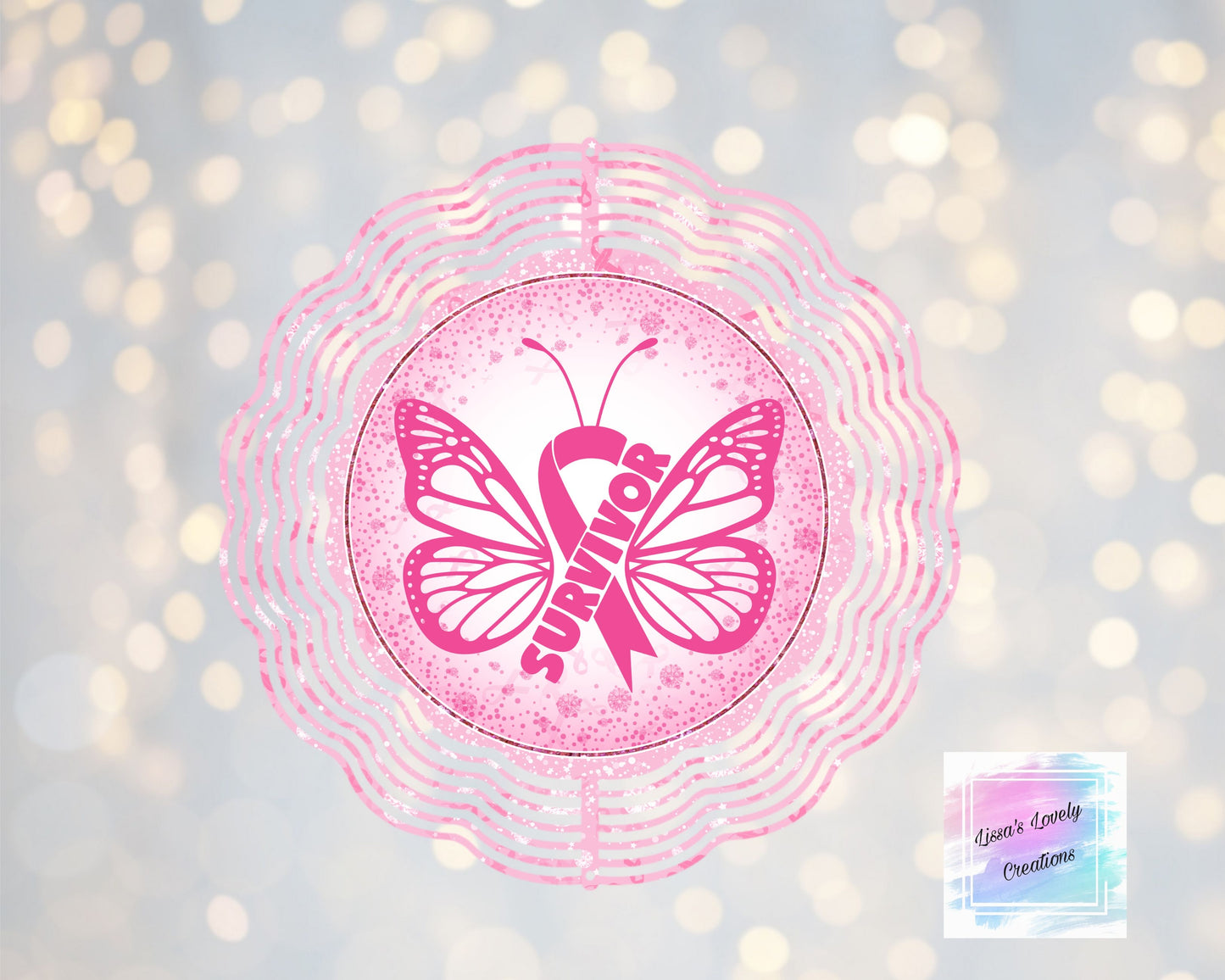 Breast Cancer Awareness Survivor Butterfly wind spinner