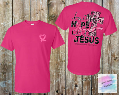 Breast Cancer Awareness Faith Hope Cure Jesus Shirt