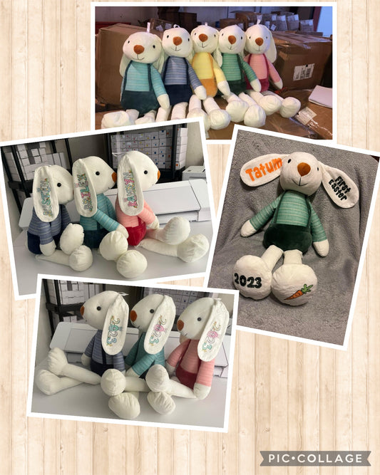 Long ear plush Easter bunny- personalizable