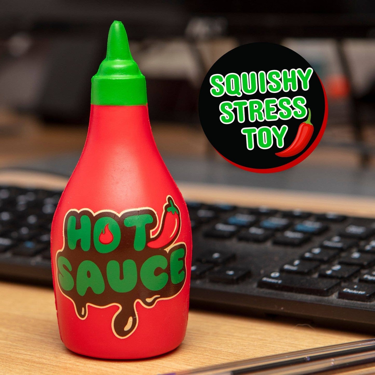 Squishy Stress Toy - Hot Sauce - Novelty Fidget Squishies