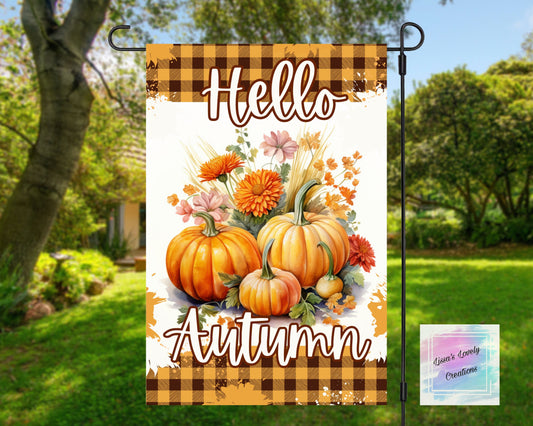 Hello Autumn Garden Flag (pumpkins)