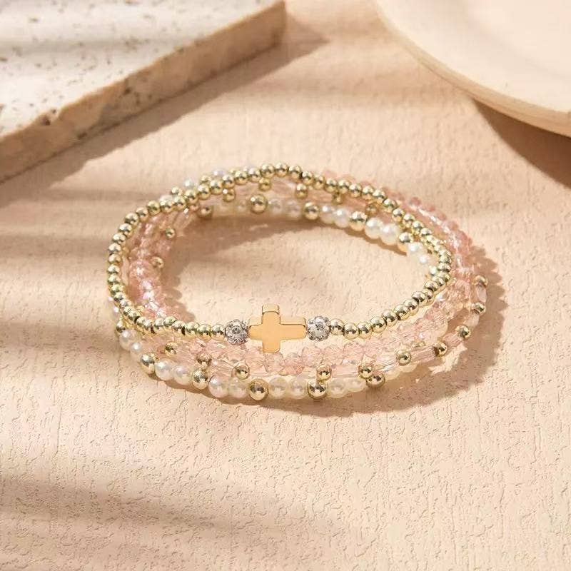 Cute Stackable Cross Bracelets for Women in Multiple Colors