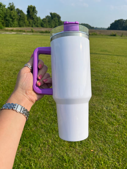 Breast Cancer Awareness Pink Ribbon word art 40oz Tumbler