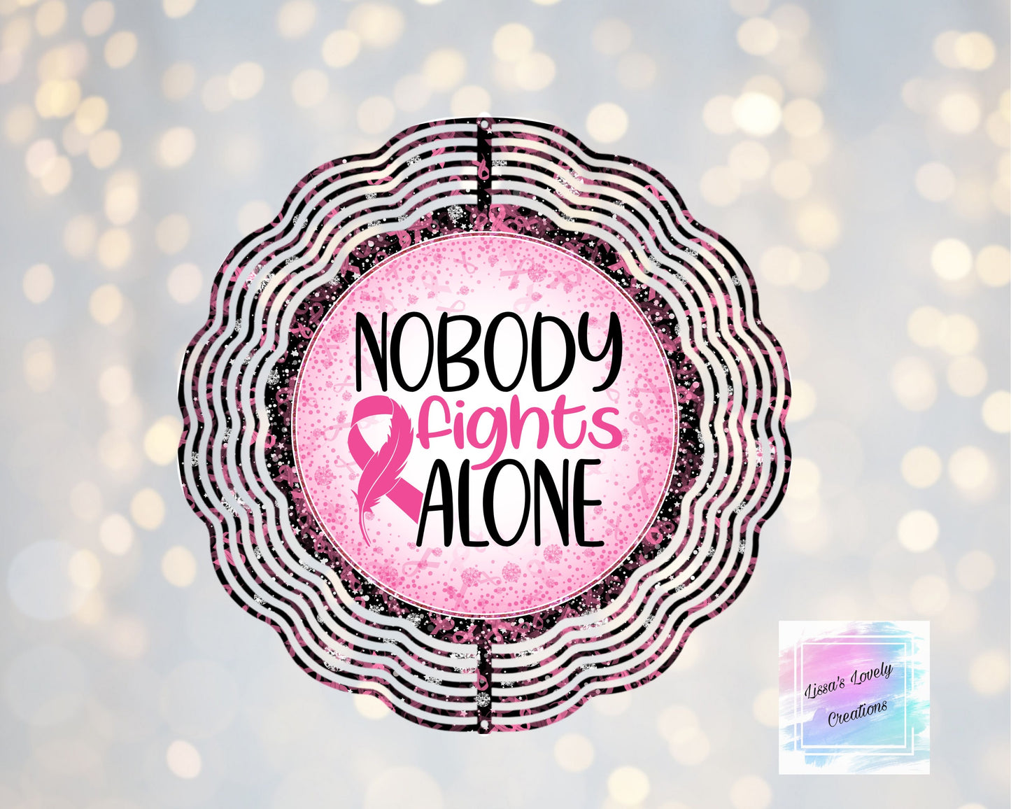 Breast Cancer Awareness Nobody Fights Alone wind spinner