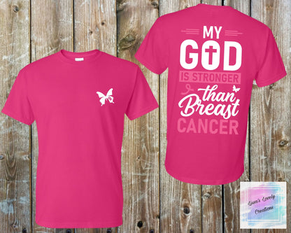 Breast Cancer Awareness My God Is Stronger Than Cancer Shirt