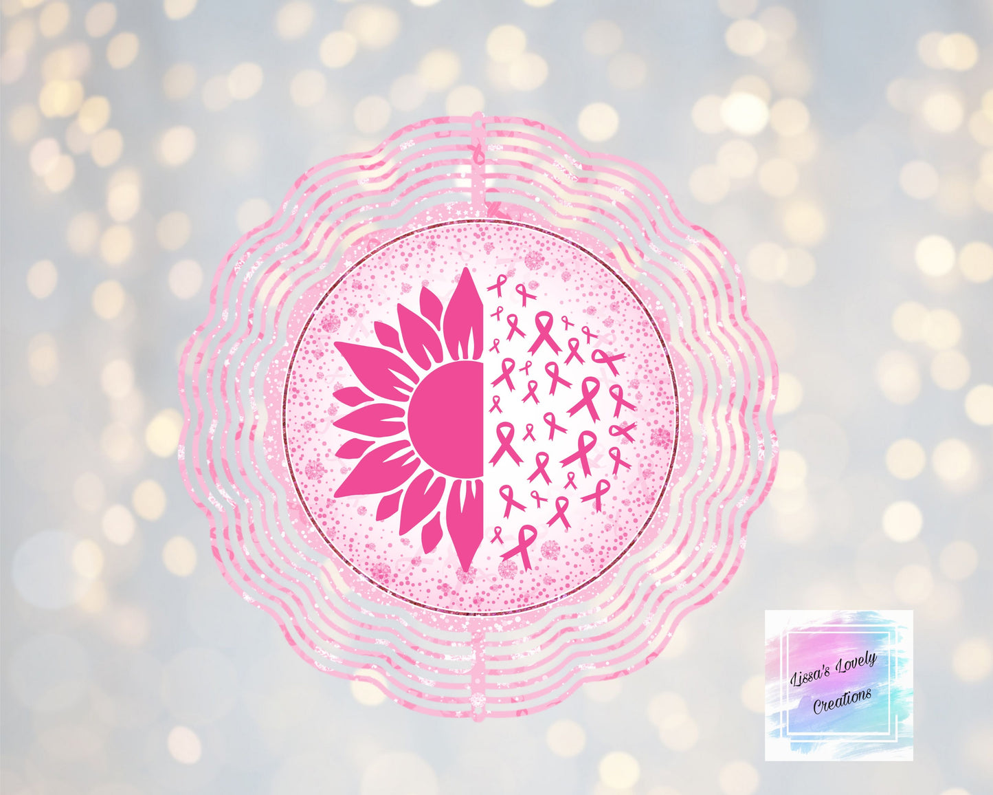 Breast Cancer Awareness Flower wind spinner