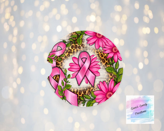 Pink Flower\Ribbon Car Coasters