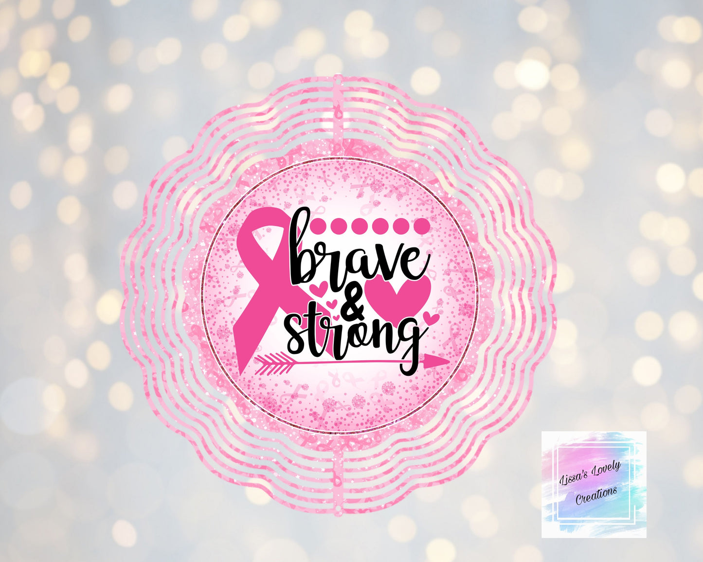 Breast Cancer Awareness Brave And Strong Light pink wind spinner