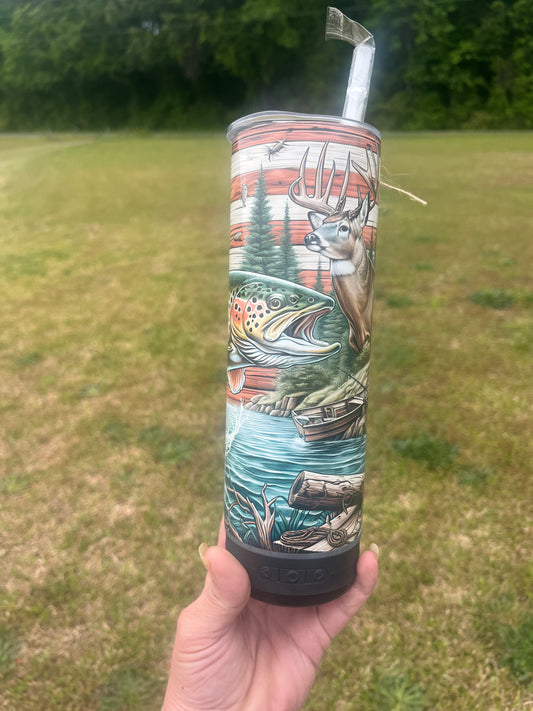 Trout/Deer American flag Tumbler