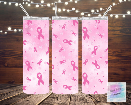 Breast Cancer Awareness Pink Ribbons Tumbler