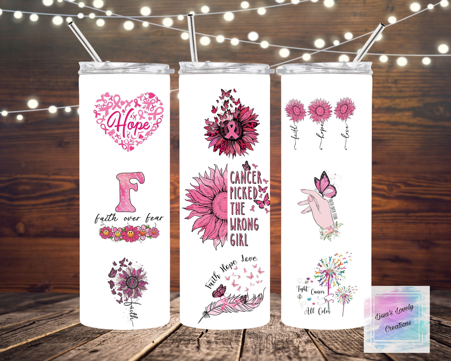 Breast Cancer Awareness floral Tumbler