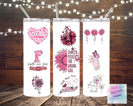 Breast Cancer Awareness floral Tumbler