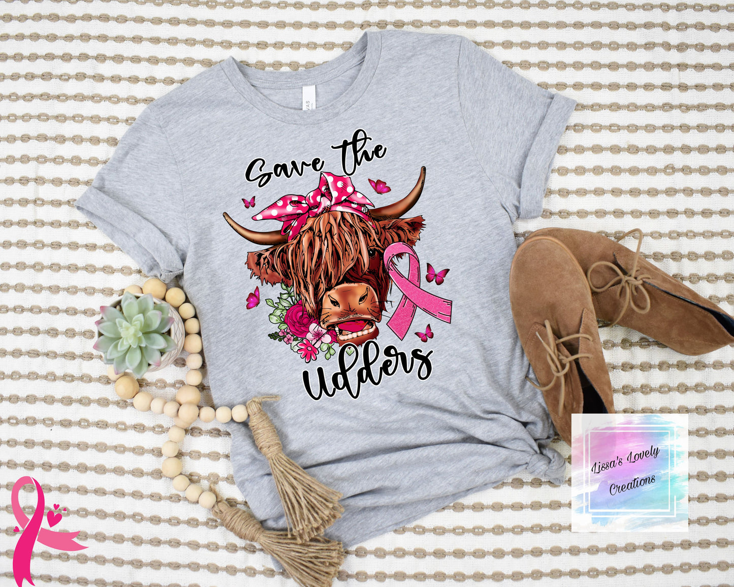 Breast Cancer awareness Highland cow save the udders Shirt