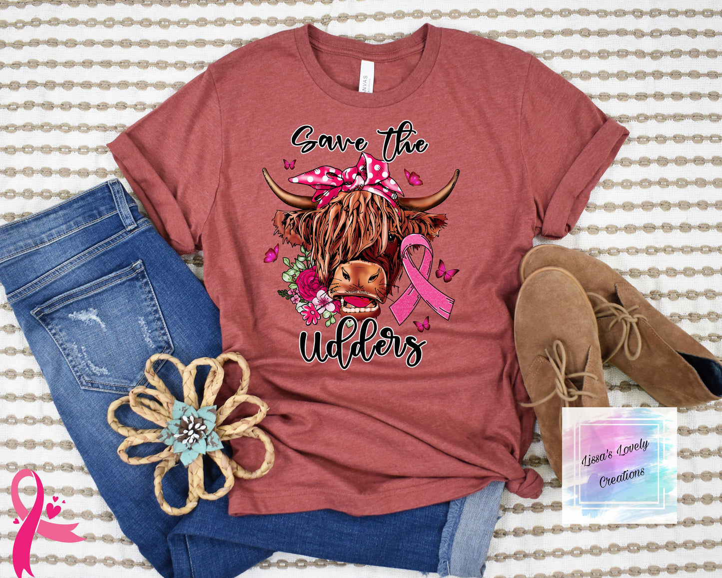 Breast Cancer awareness Highland cow save the udders Shirt