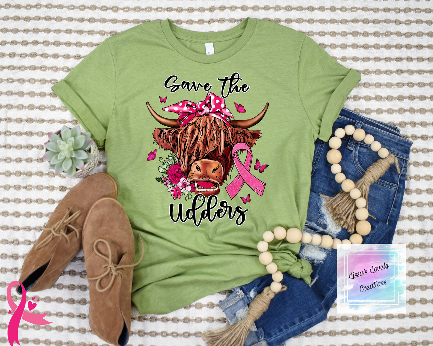 Breast Cancer awareness Highland cow save the udders Shirt