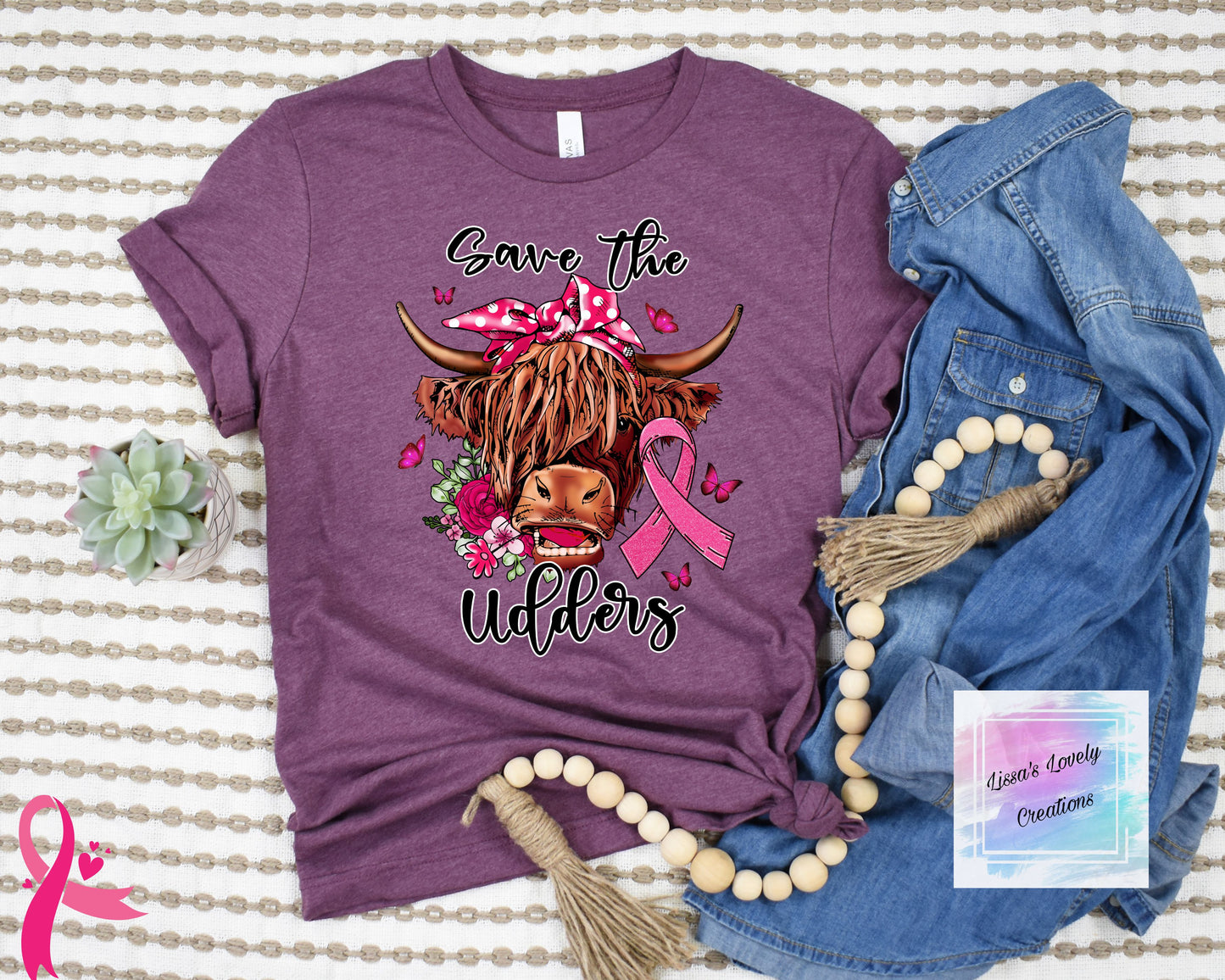 Breast Cancer awareness Highland cow save the udders Shirt