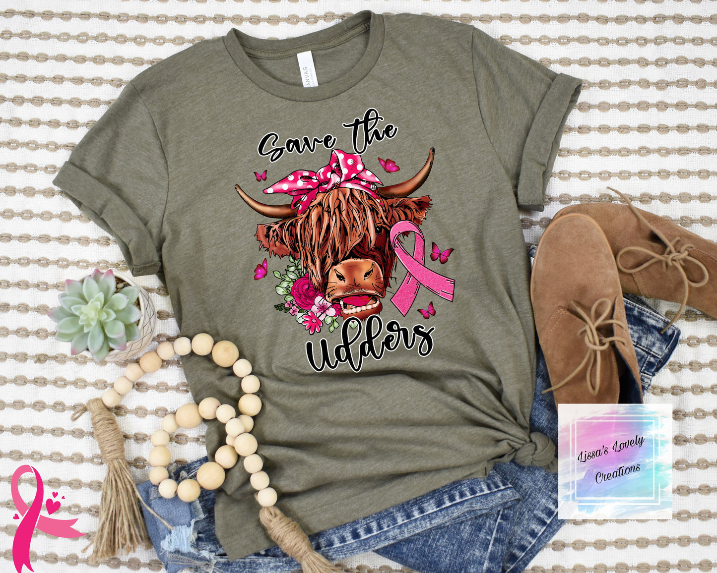 Breast Cancer awareness Highland cow save the udders Shirt