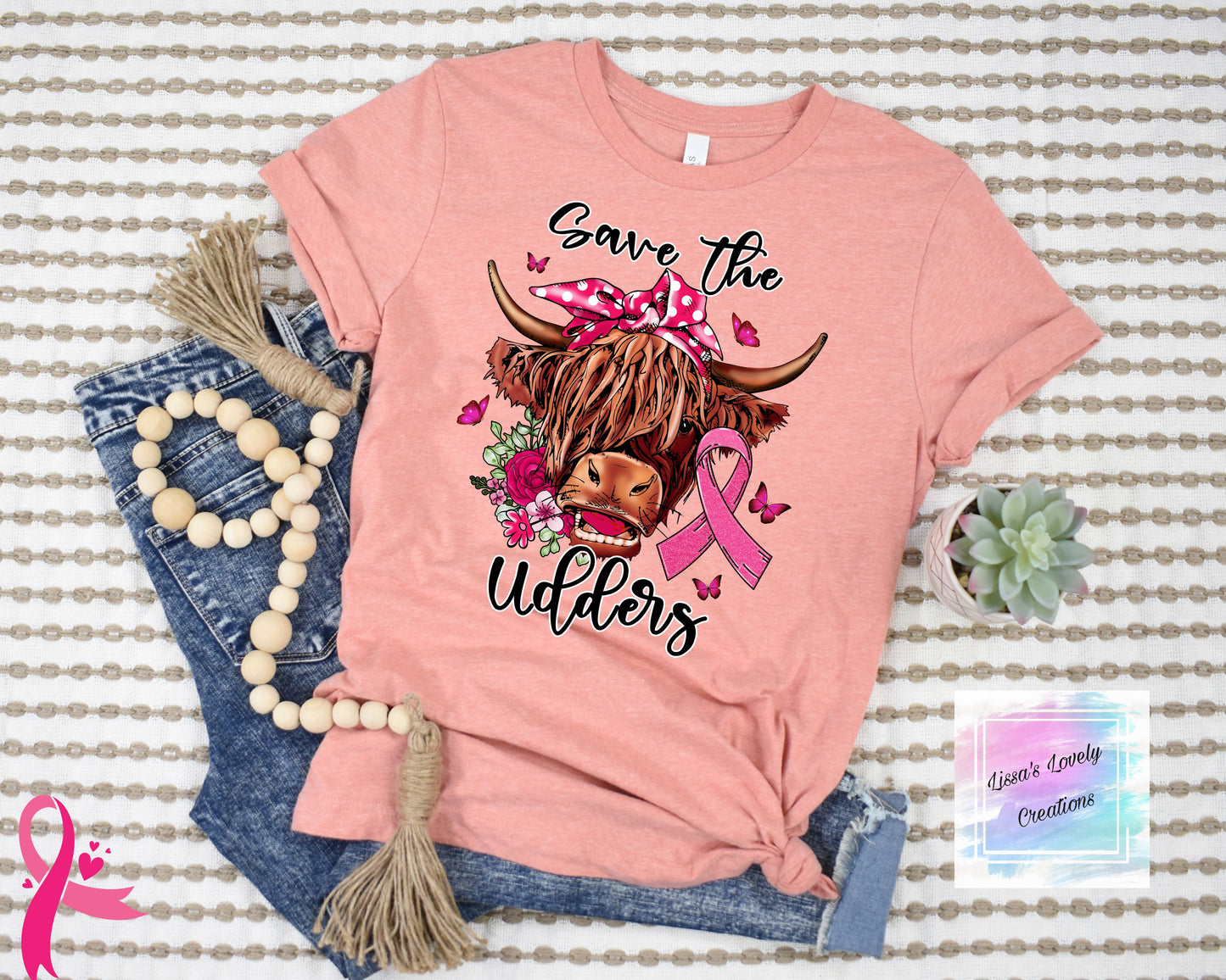 Breast Cancer awareness Highland cow save the udders Shirt