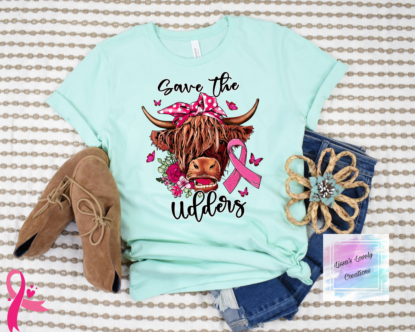 Breast Cancer awareness Highland cow save the udders Shirt