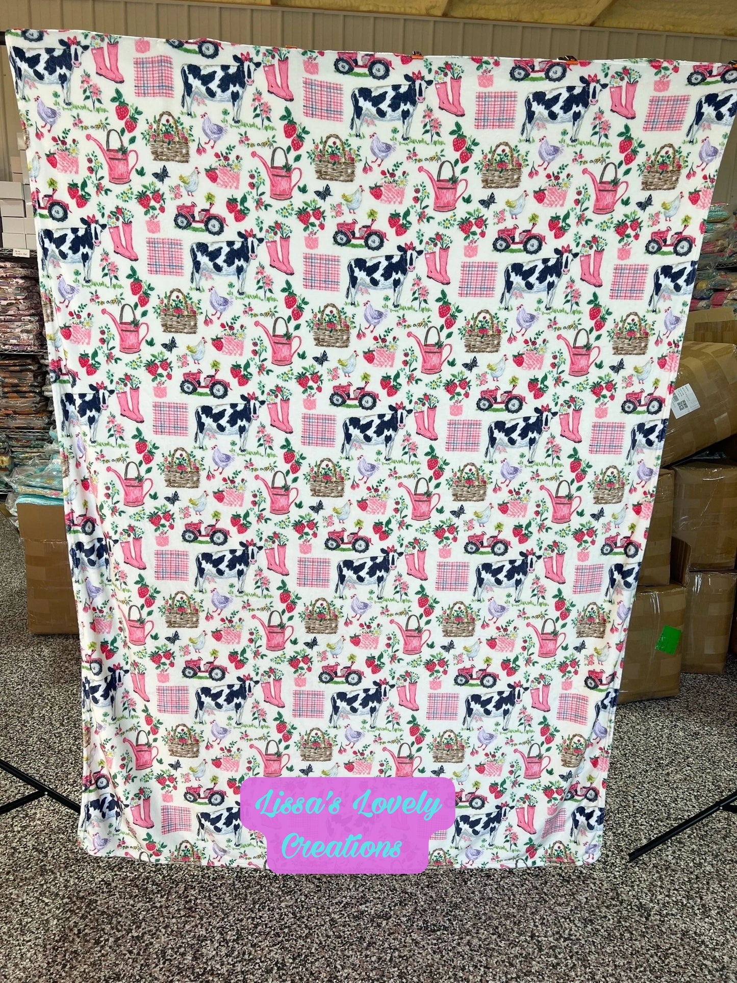60x80 Cozy Blanket – Spring Farm Scene